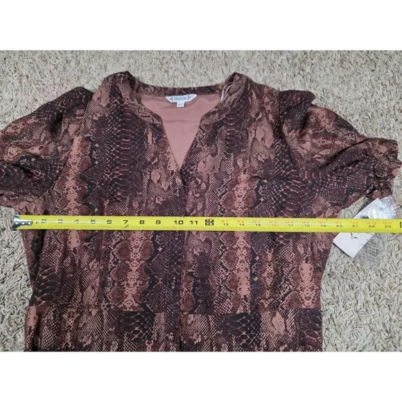 Nannette Lepore Women's Burgundy Tone Snake Skin Collared Dress Size 14 - Picture 5 of 7